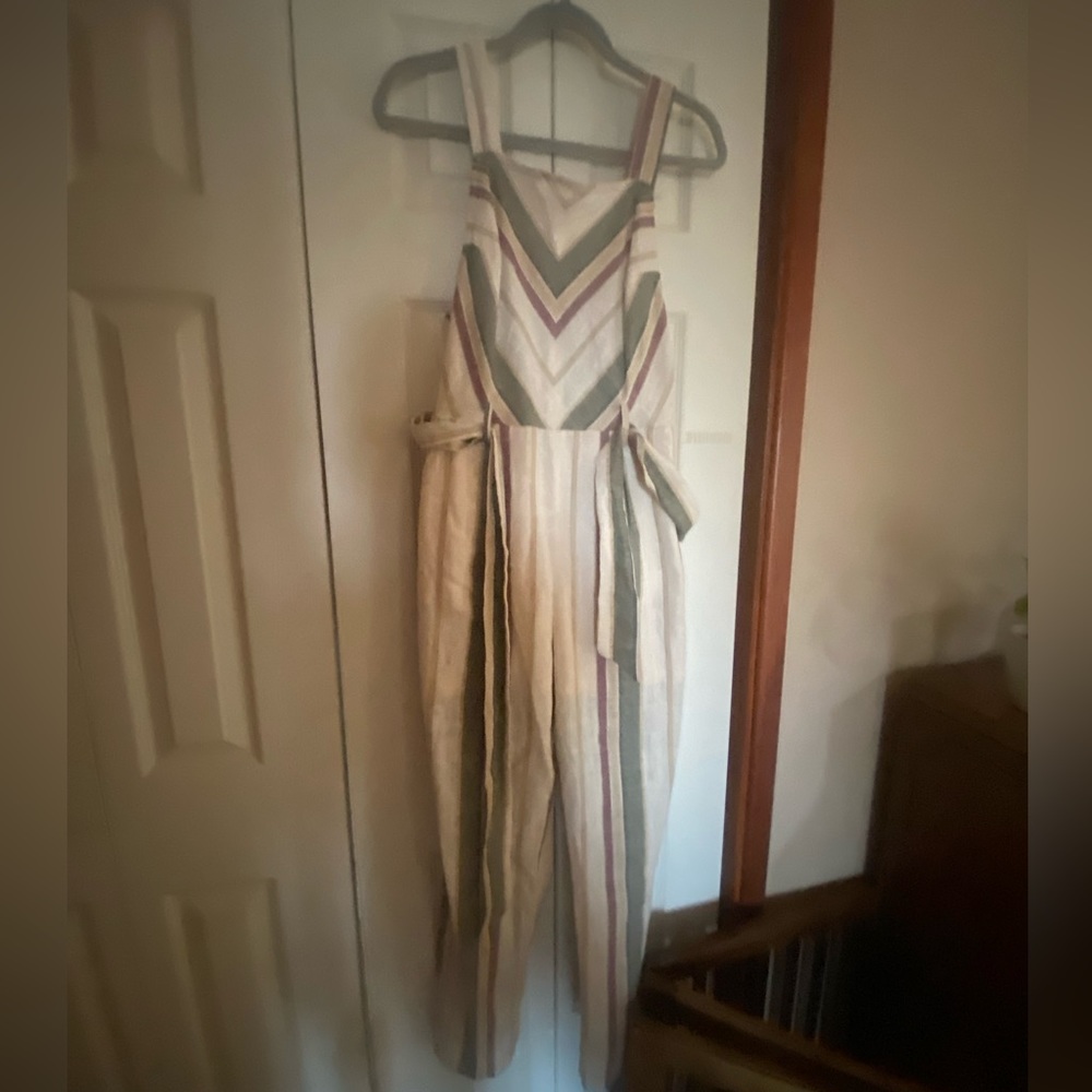 Jumpsuit stripes and fun tie in the front!